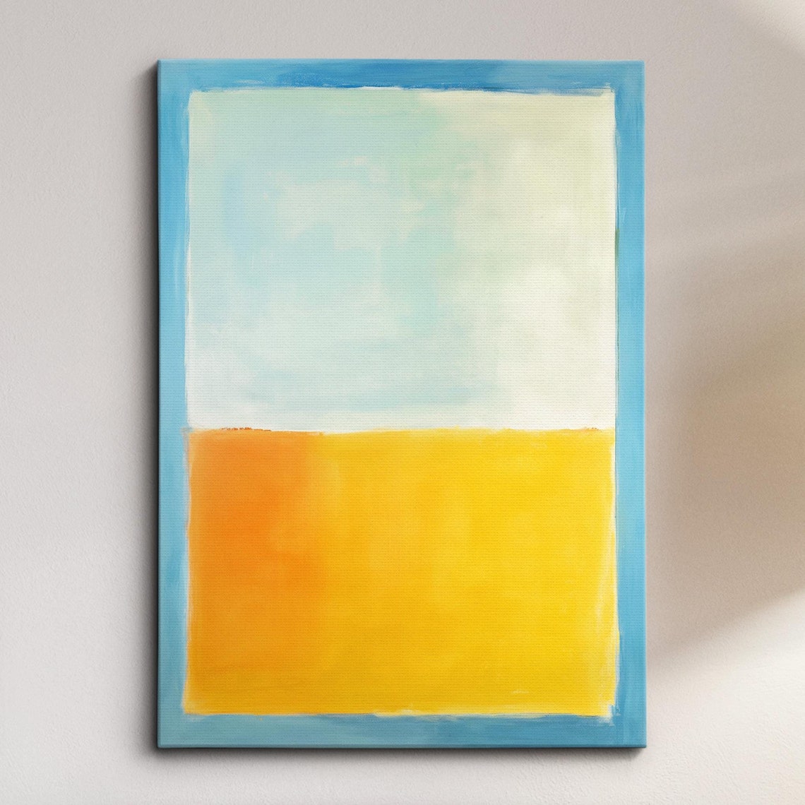 Abstract Blue Orange Color Field Blocks Modern Art Canvas Print