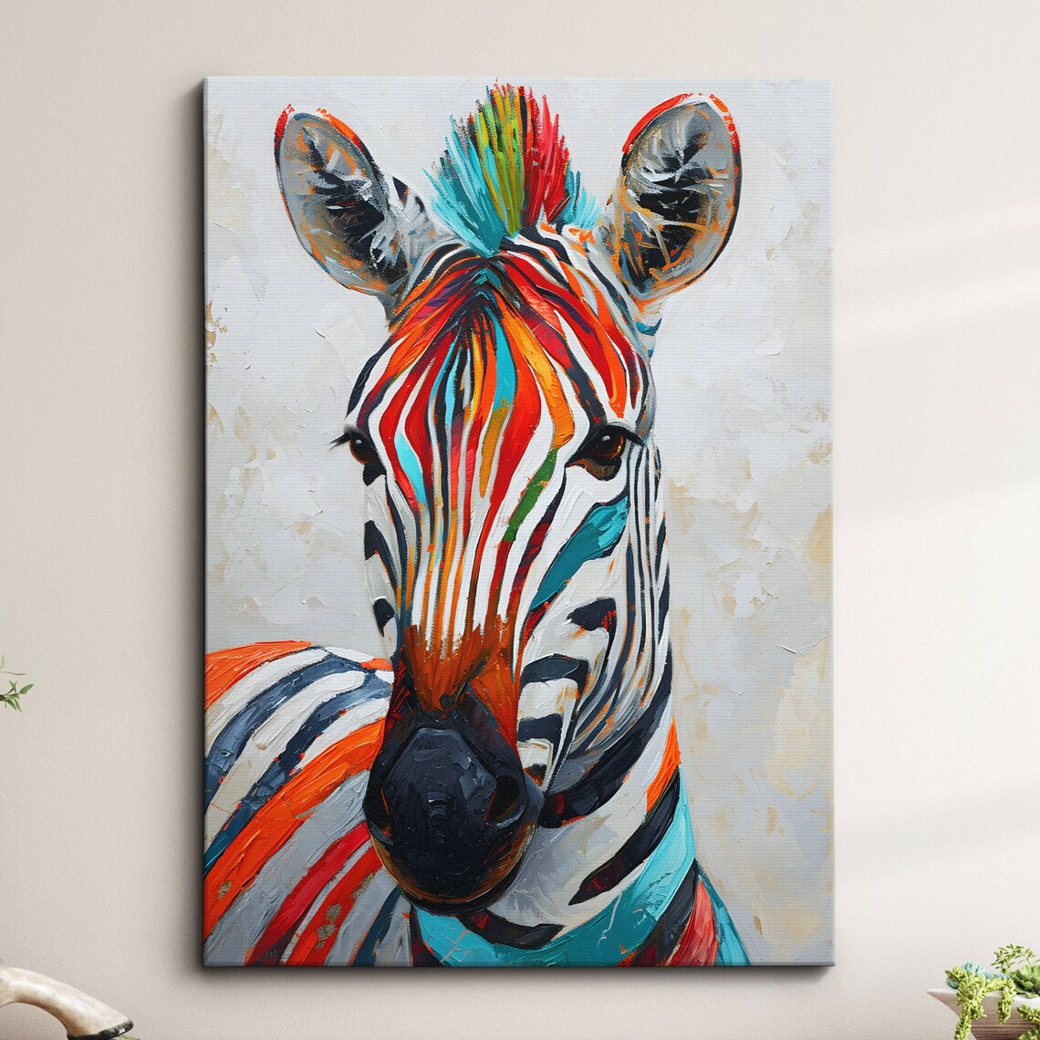 Colorful Zebra Abstract Oil Painting Art Print