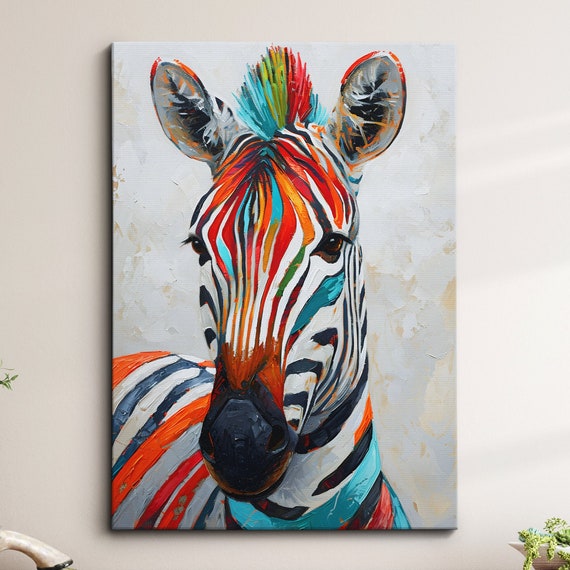 Colorful Zebra Abstract Oil Painting Art Print