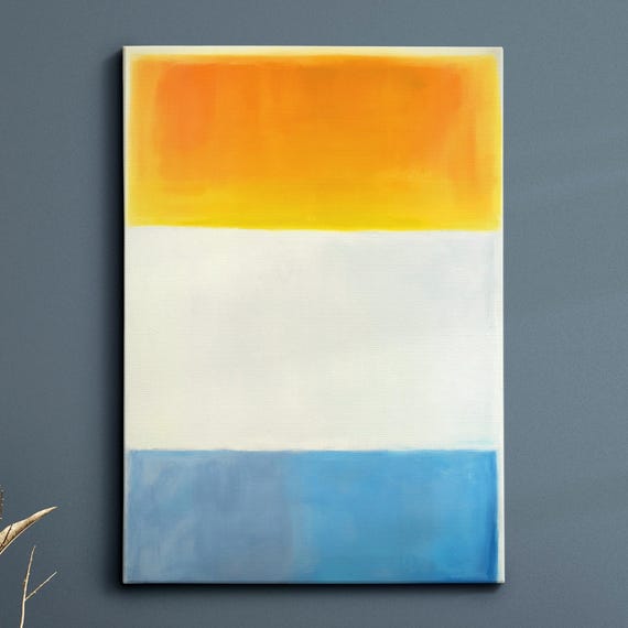 Modern Abstract Orange Blue Exhibition Oil Painting Wall Art Framed Canvas Poster Print Home Living Room Decor
