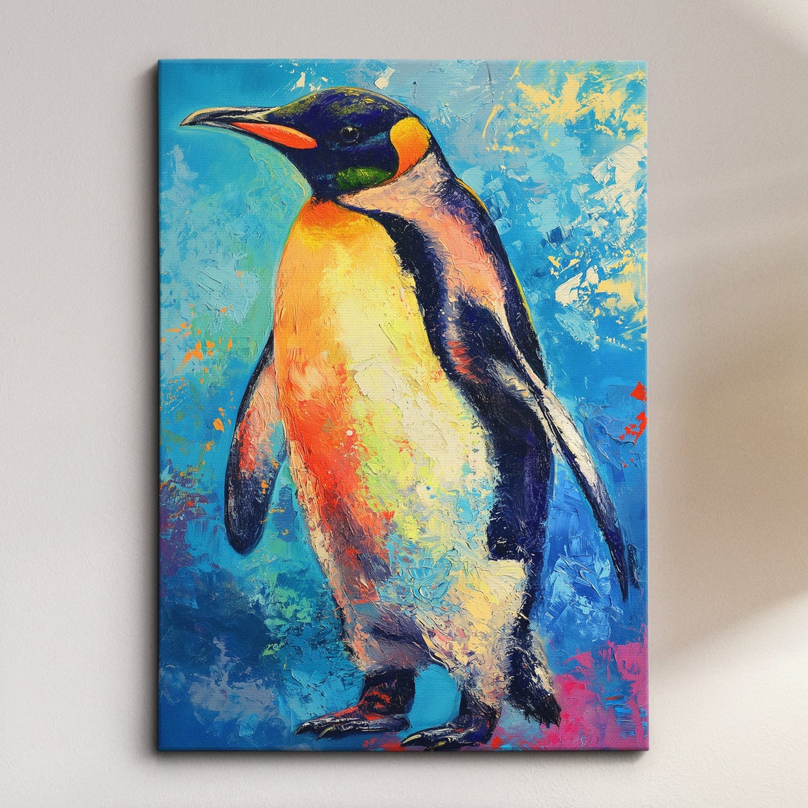 Colorful Penguin Abstract Paint Splash Bird Wildlife Art Print