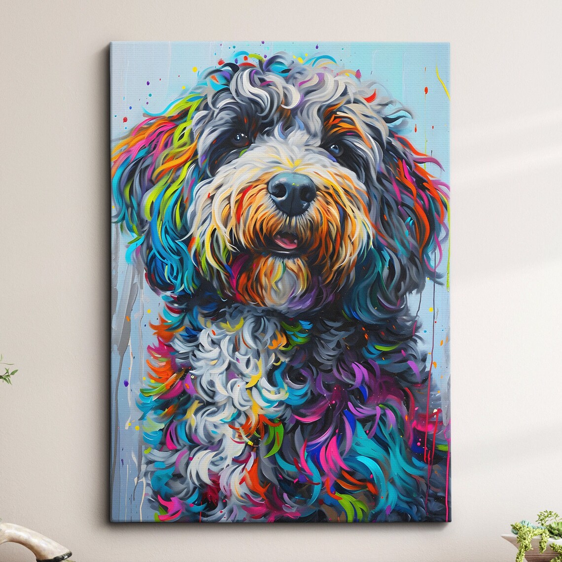 Cockapoo Abstract Oil Painting Art Print, Pet Lover Decor