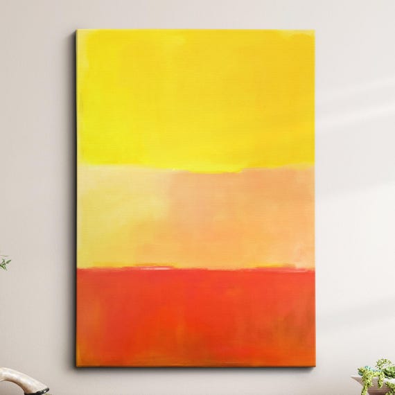 Modern Abstract Yellow Red Exhibition Oil Painting Wall Art Framed Canvas Poster Print Home Living Room Decor