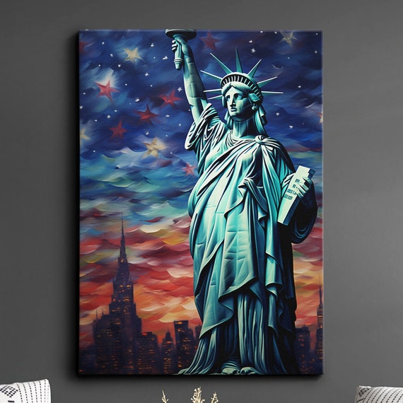 Statue Of Liberty New York Usa Abstract America Modern Painting Wall Art Framed Canvas Poster Print Homeoffice Room Decor Gifts