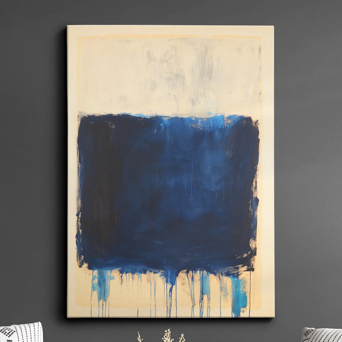 Midnight Blue Color Field Abstract Oil Painting Modern Poster