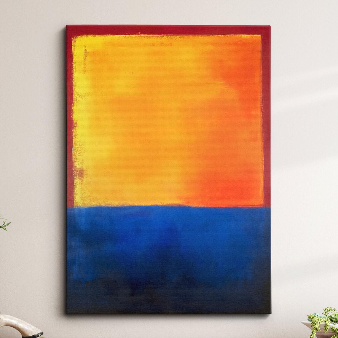 Orange Over Cobalt Blue Abstract Color Field Painting Poster