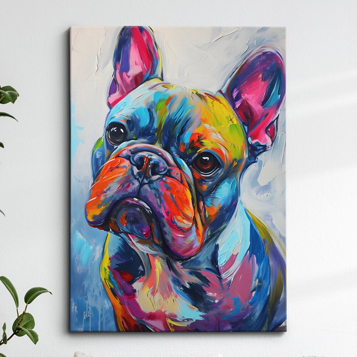 French Bulldog Fun Abstract Oil Painting Art Print