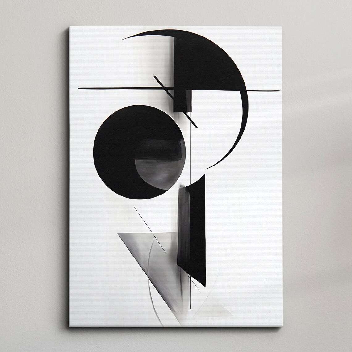 Black White Lines Abstract Oil Painting Strokes Art Print