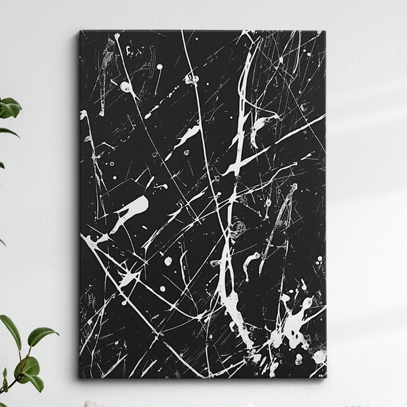 Modern Abstract Black White Free Form Exhibition Oil Painting Wall Art Framed Canvas Poster Print Home Living Room Decor