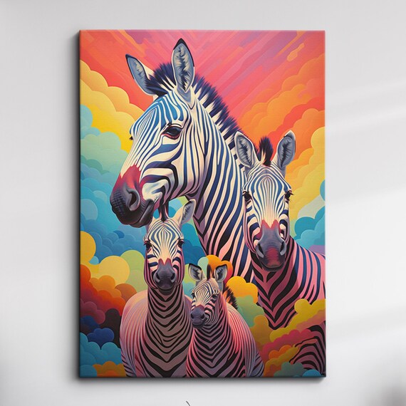 Iconic Zebra Abstract Oil Painting Animal Style Wall Art Framed Canvas Poster Print Homeoffice Room Decor Gifts