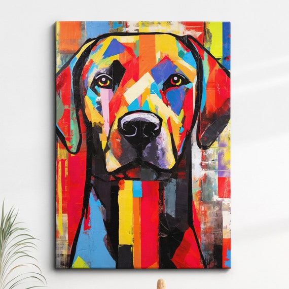 Labrador Retriever Picasso Basquiat Abstract Painting Animal Pet Wall Art Framed Canvas Poster Print Homeoffice Room Decor Gifts