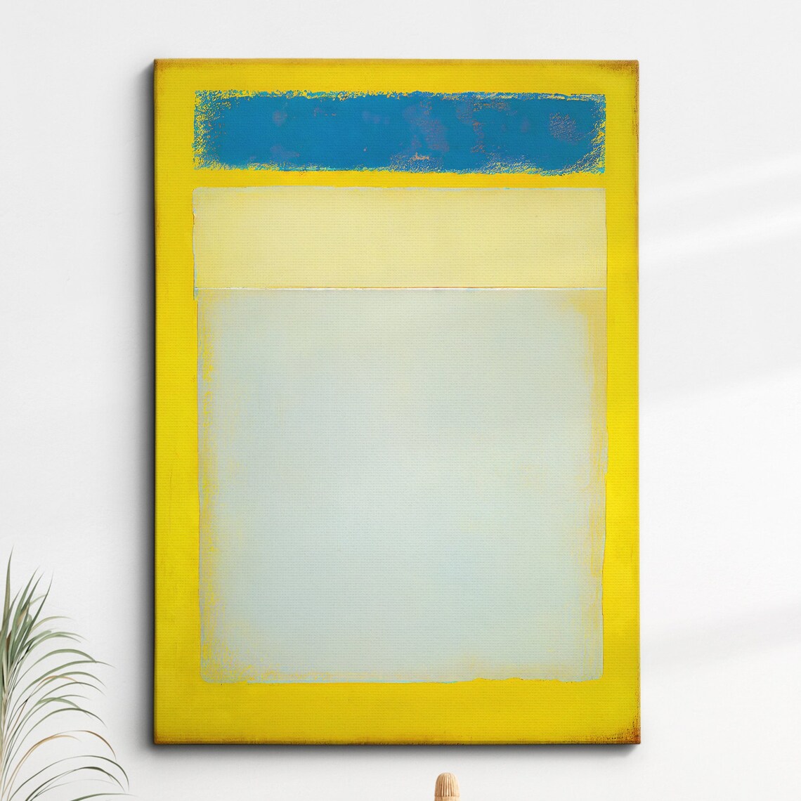 Yellow Border Cobalt Blue Band Color Field Abstract Art Poster