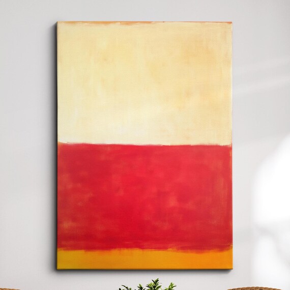 Modern Abstract Beige Red Exhibition Oil Painting Wall Art Framed Canvas Poster Print Home Living Room Decor