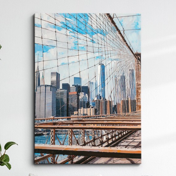 Brooklyn Bridge Cable Weave Manhattan Skyline Cityscape Poster