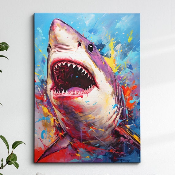Colorful Animal Abstract Oil Painting Splatter Style Wall Art Framed Canvas Poster Print Home Kitchen Office Room Decor Gifts