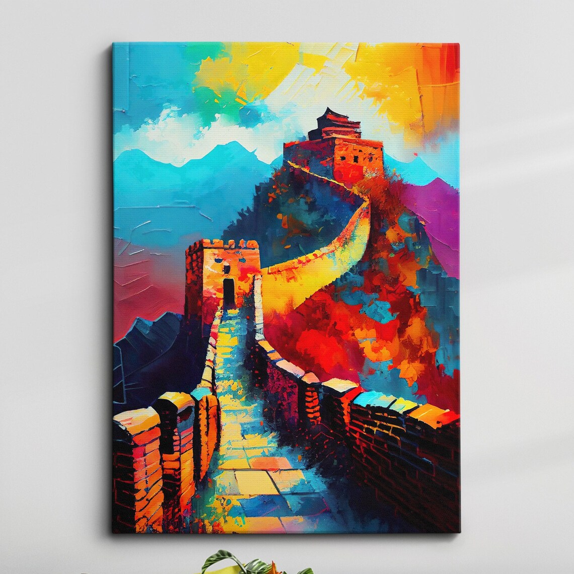 Great Wall Of China Colorful Abstract Palette Knife Painting Poster