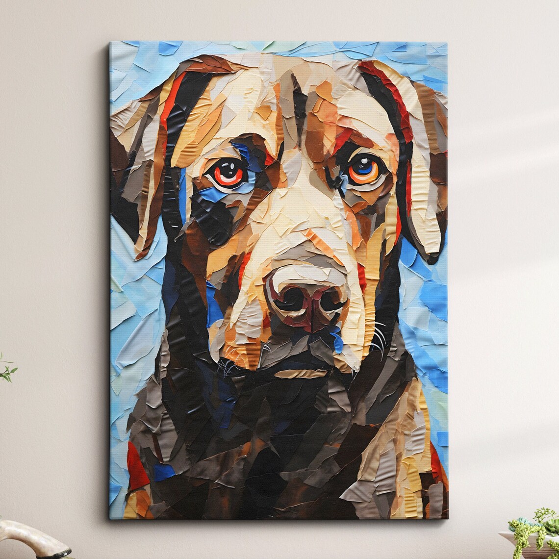 Labrador Retriever Paper Mache Style Portrait Dog Lover Poster Art