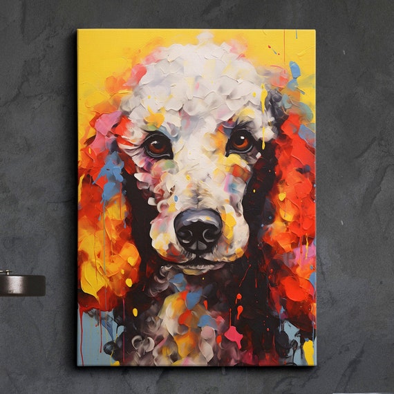 Poodle Fun Animal Dog Pet Lover Abstract Oil Painting Wall Art Framed Canvas Poster Print Home Kitchen Office Room Decor Gifts