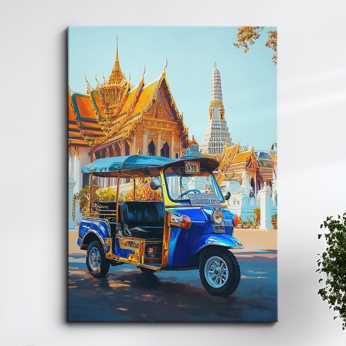 Tuk Grand Palace Oil Painting Palette Knife Style Thailand Bangkok Wall Art Framed Canvas Poster Print Living Room Home Decor Gifts