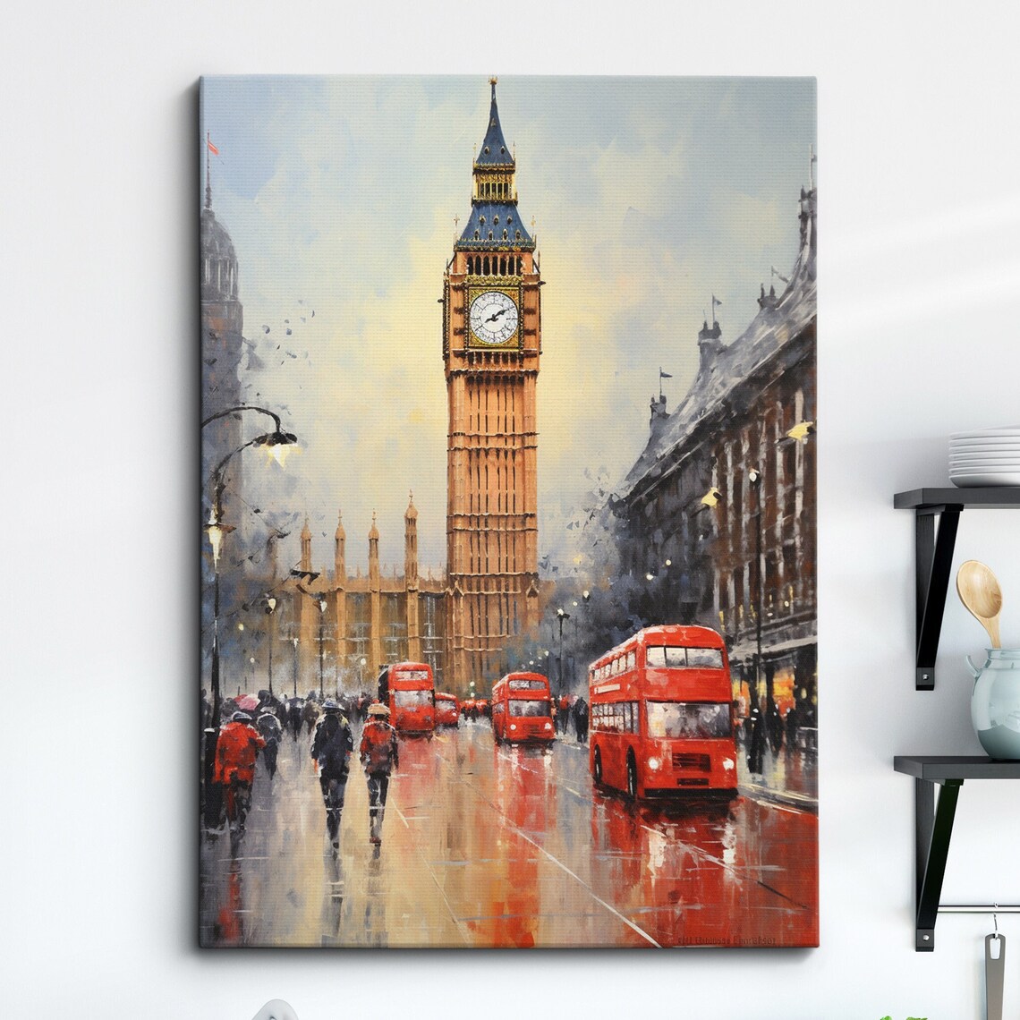 London Bridge Abstract Oil Painting, Big Ben Poster