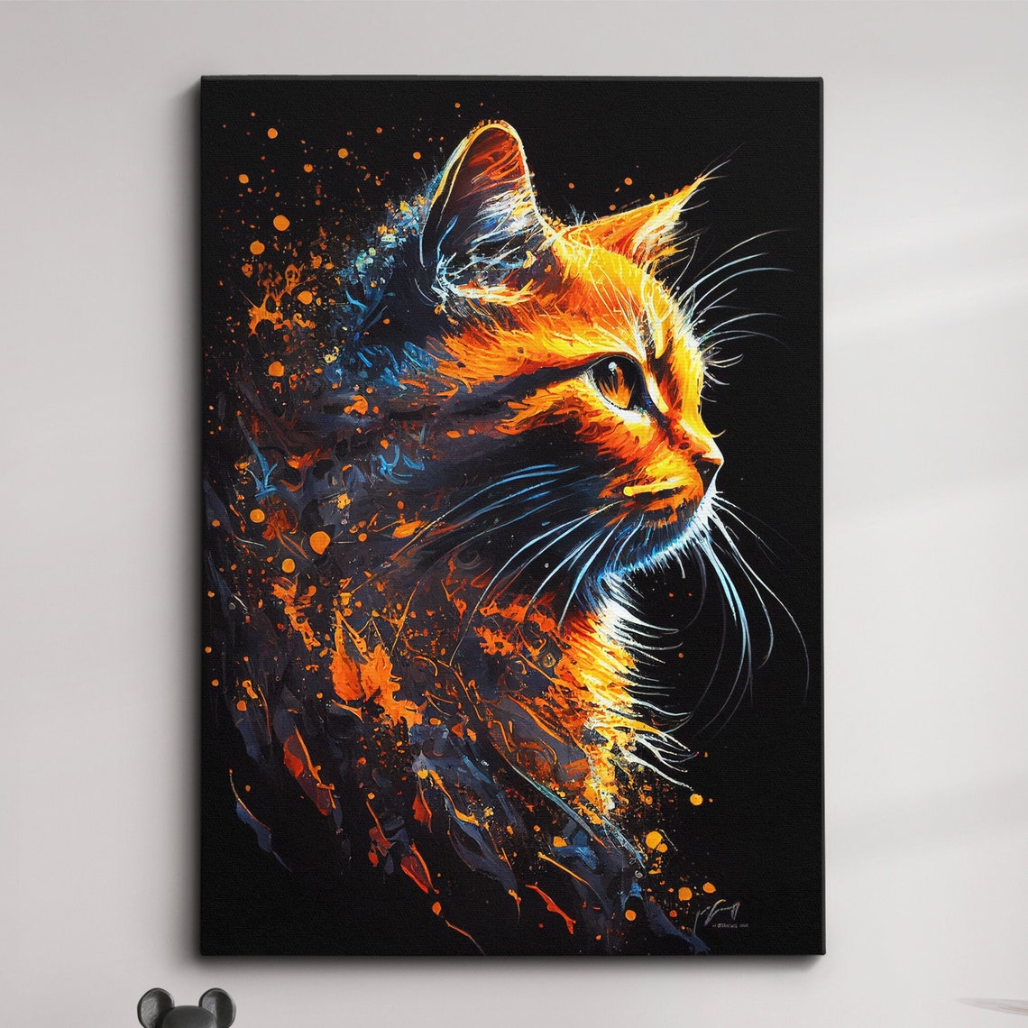 Cat Pet Abstract Modern Painting Wall Art Framed Canvas Poster Print Home Kitchen Office Room Decor Gifts