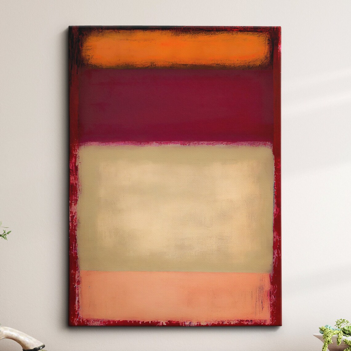 Orange Red Beige Color Field Abstract Oil Painting Art Poster