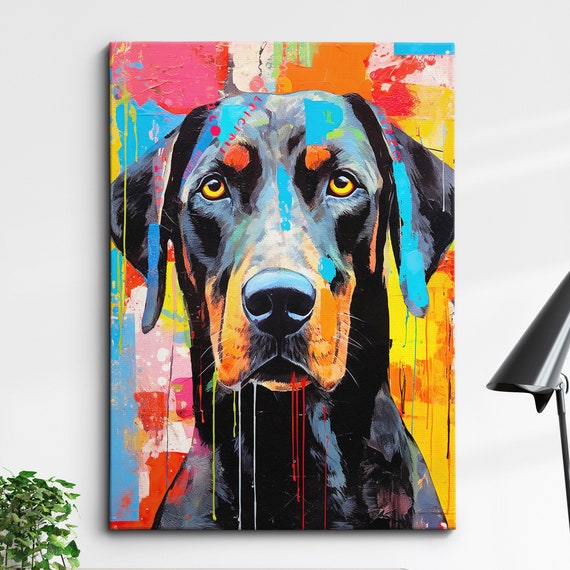 Labrador Retriever Picasso Basquiat Abstract Painting Animal Pet Wall Art Framed Canvas Poster Print Homeoffice Room Decor Gifts