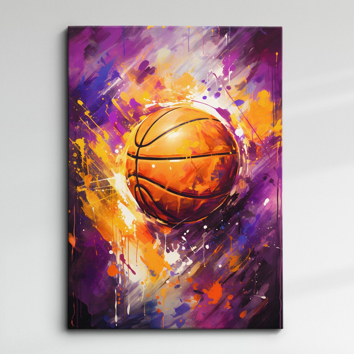 Basketball Abstract Sports Oil Painting Splatter Style Art Print