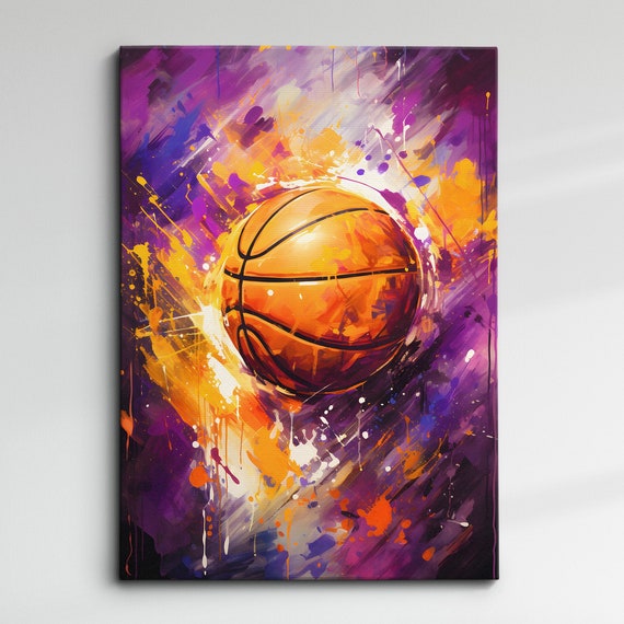 Basketball Abstract Sports Oil Painting Splatter Style Art Print