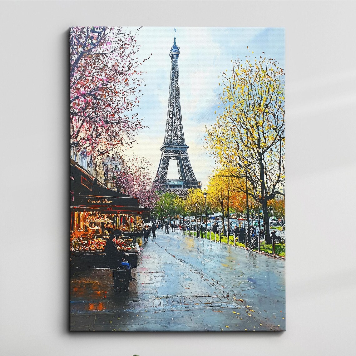 Paris Eiffel Tower on a Rainy Autumn Day Oil Painting Poster