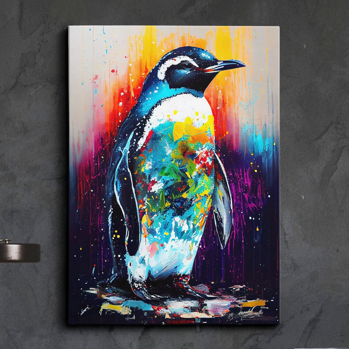 Penguin Abstract Bird Animal Sea Oil Painting Art Print