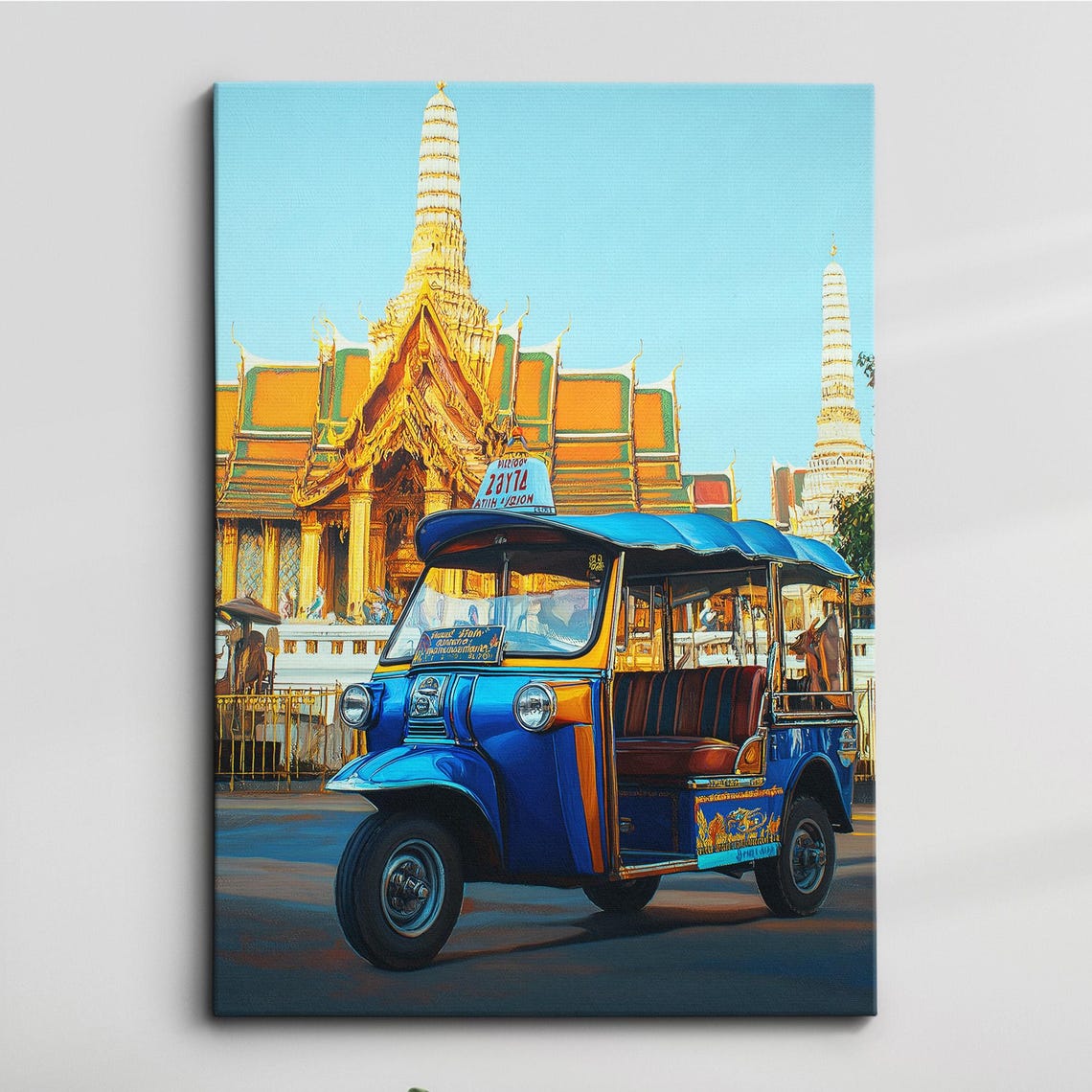 Tuk Grand Palace Oil Painting Palette Knife Style Thailand Bangkok Wall Art Framed Canvas Poster Print Living Room Home Decor Gifts