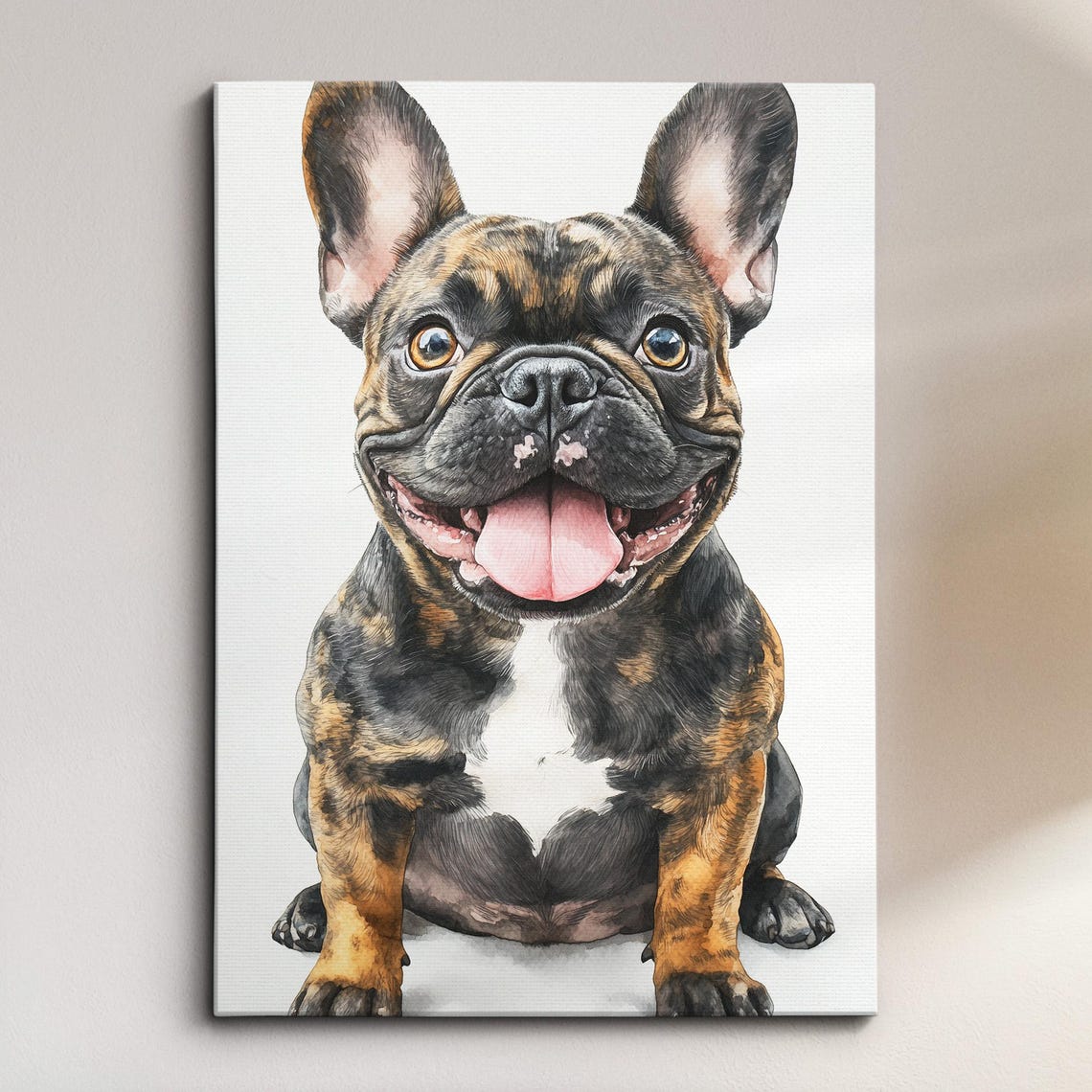 French Bulldog Cute Animal Dog Pet Lover Abstract Oil Painting Wall Art Framed Canvas Poster Print Home Kitchen Living Room Decor Gifts