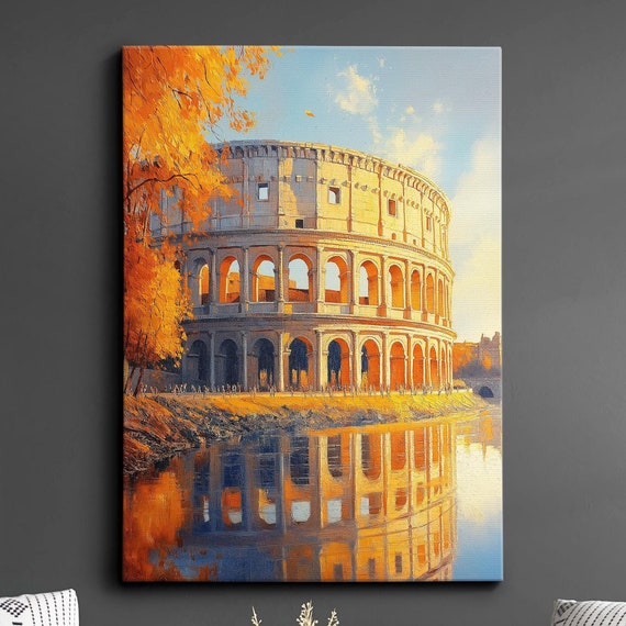 The Colosseum Rome Abstract Italian Landmark Modern Painting Wall Art Framed Canvas Poster Print Homeoffice Room Decor Travel Gifts
