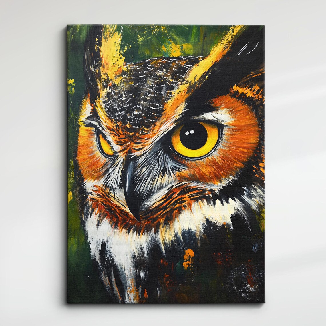 Great Horned Owl Intense Gaze Colorful Wildlife Portrait Poster