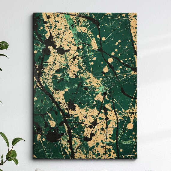 Modern Abstract Green Beige Free Form Exhibition Oil Painting Wall Art Framed Canvas Poster Print Home Living Room Decor