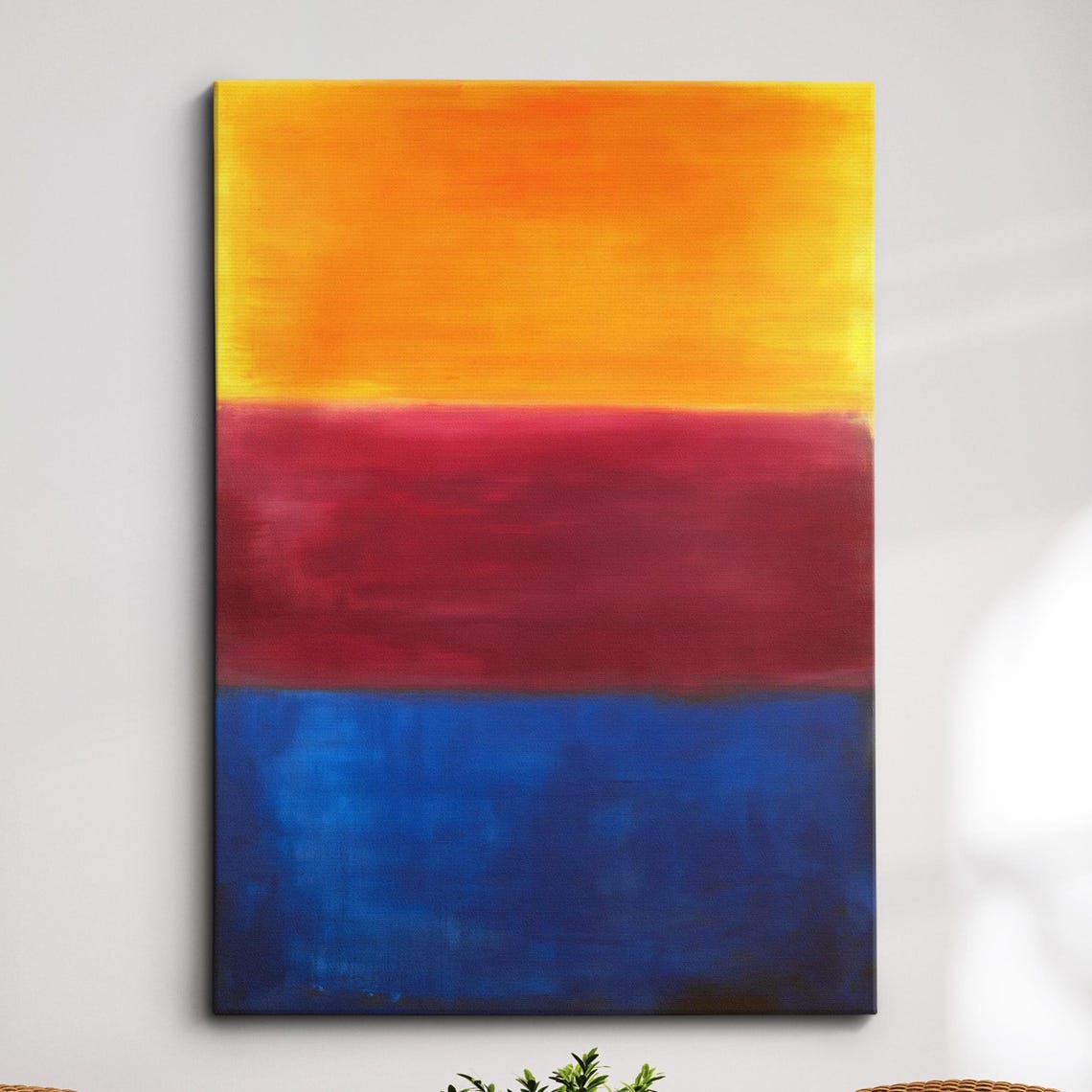 Rothko Style Orange Red Blue Three-Panel Color Field Canvas Poster