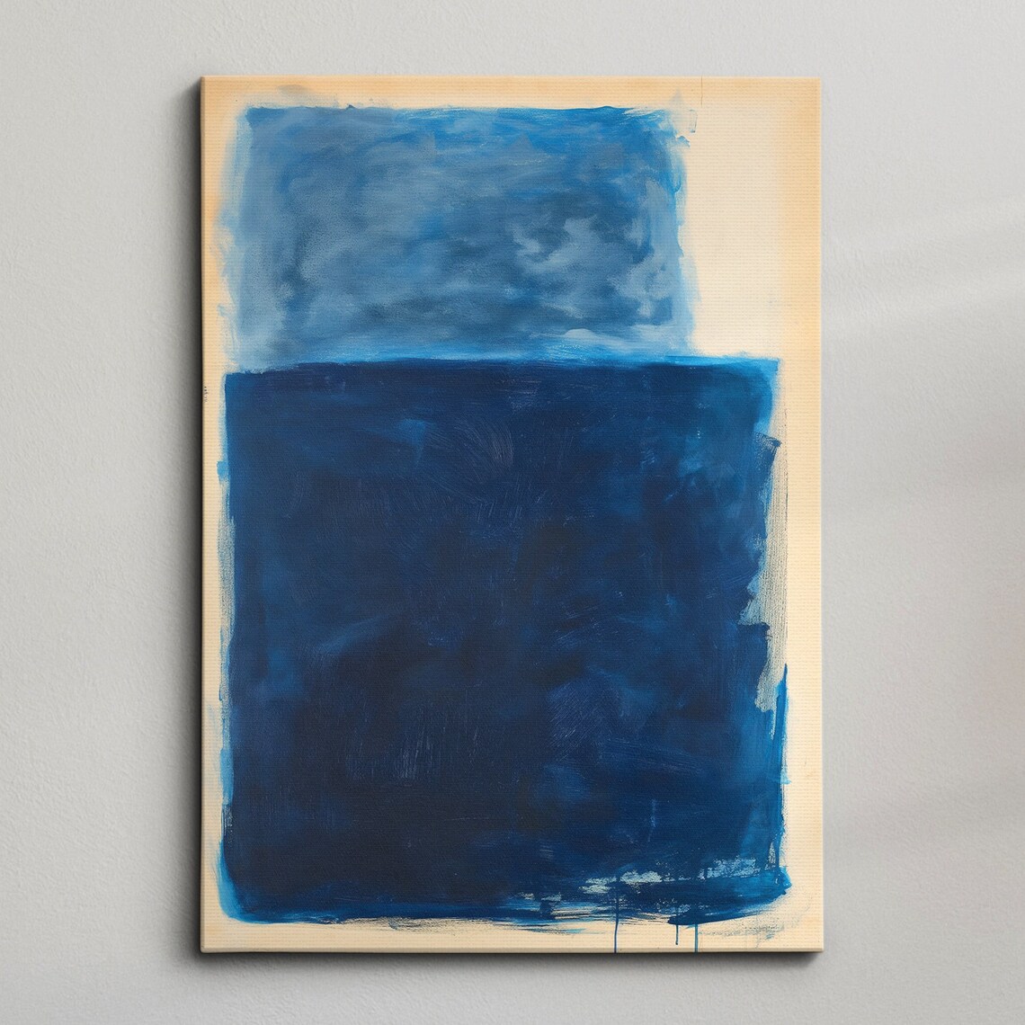 Blue Color Field Abstract Oil Painting Cobalt And Navy Print