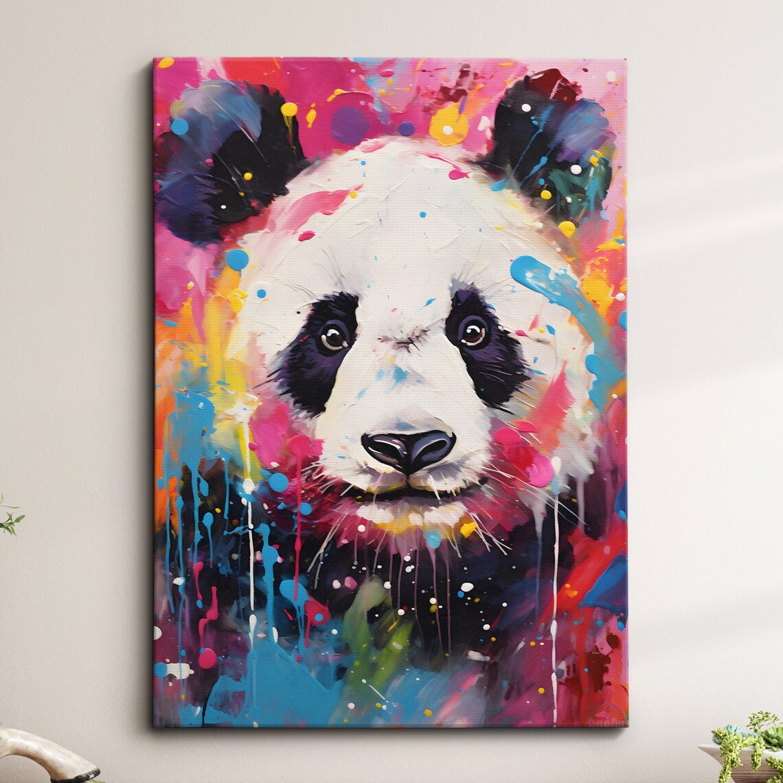 Colorful Panda Abstract Oil Painting Poster Print