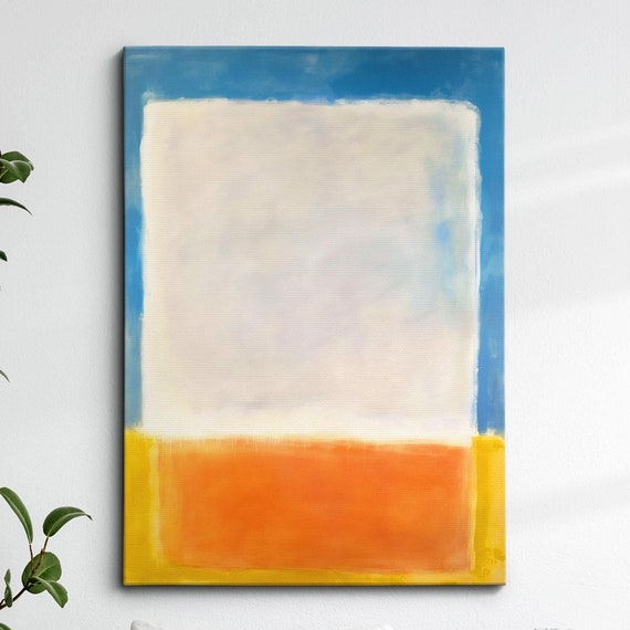 Modern Abstract Orange Blue Exhibition Oil Painting Wall Art Framed Canvas Poster Print Home Living Room Decor