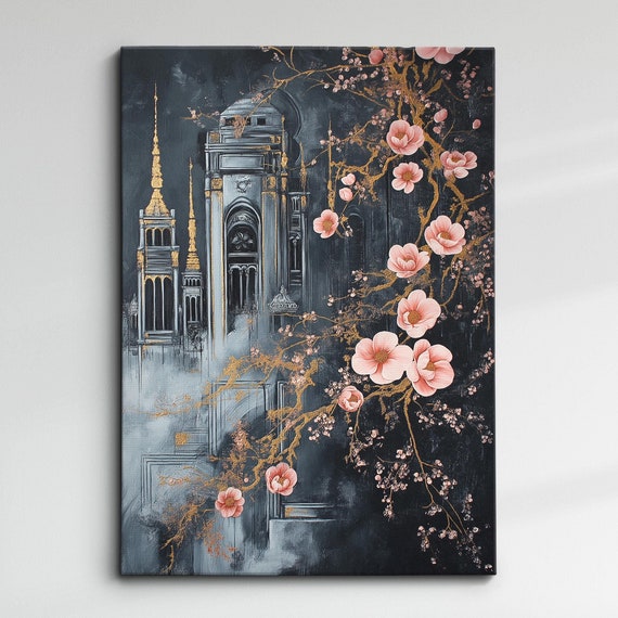 Modern Abstract Grey Gold Cityscape Geometric Oil Painting Wall Art Framed Canvas Poster Print Home Living Room Decor Gift Ideas