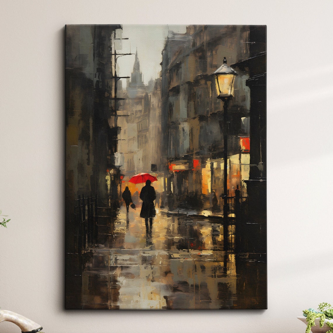 London Rainy Road Street Uk Retro Vintage Abstract Oil Modern Painting Wall Art Framed Canvas Poster Print Home Living Room Decor Gifts
