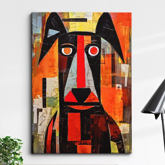 Funny Dog Abstract Picasso Style Colorful Pop Art Animal Poster