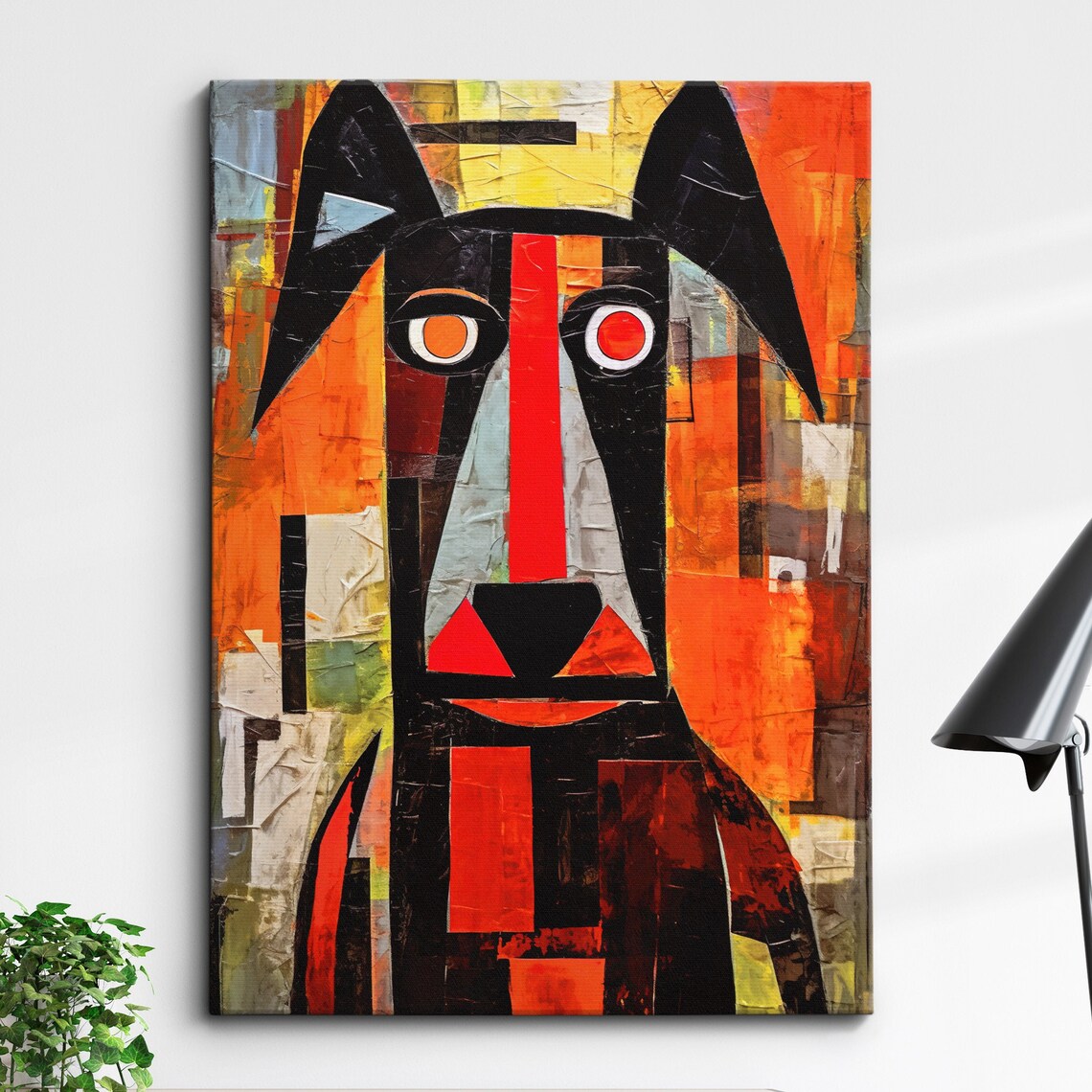 Funny Dog Abstract Picasso Style Colorful Pop Art Animal Poster