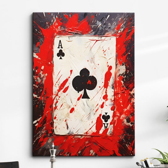Ace Of Clubs Playing Card Poker Games Abstract Oil Painting Wall Art Framed Canvas Poster Print Home Kitchen Office Room Decor Gifts