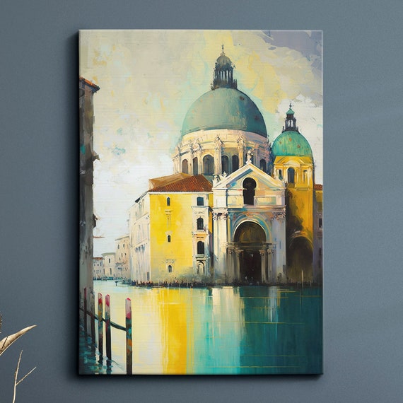 Venice Italy Canal Cathedral Abstract Modern Colourful Europe Painting Wall Art Framed Canvas Poster Print Homeoffice Room Decor Gifts