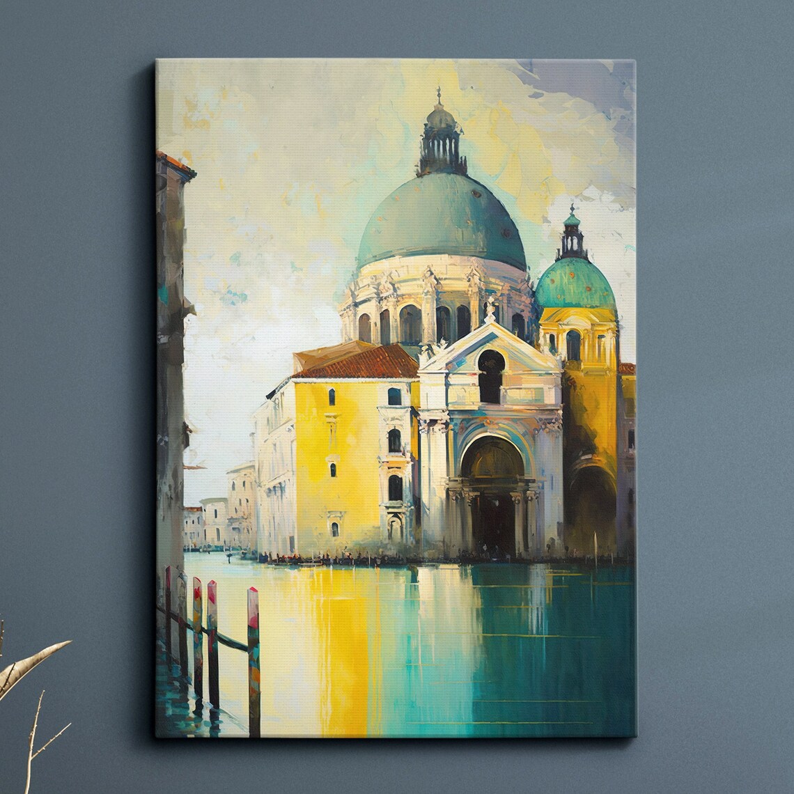Venice Italy Canal Cathedral Colorful Impressionist Painting Poster