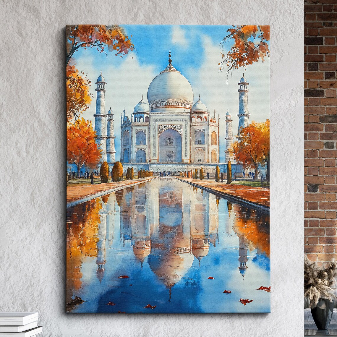 Taj Mahal India Abstract Painting, Travel Poster