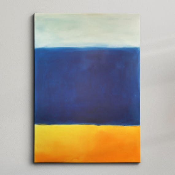 Modern Abstract Blue Orange Exhibition Oil Painting Wall Art Framed Canvas Poster Print Home Living Room Decor
