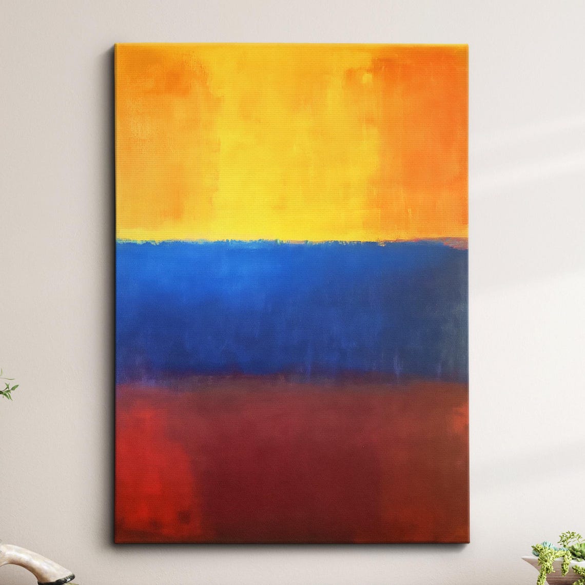 Rothko Style Yellow Blue Red Three-Tier Color Field Art Poster